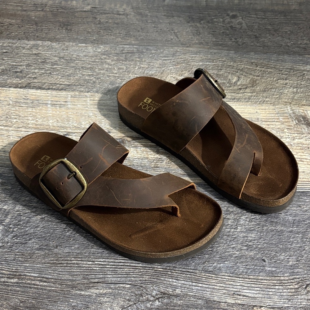 White Mountain Brown Leather Women's Sandals